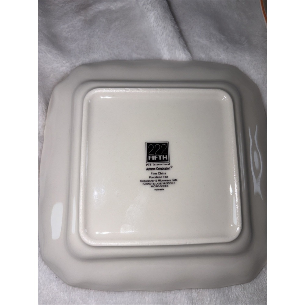 222 Fifth AUTUMN CELEBRATION Forever Square Appetizer Plate Set 8 Thanksgiving - Picture 5 of 9